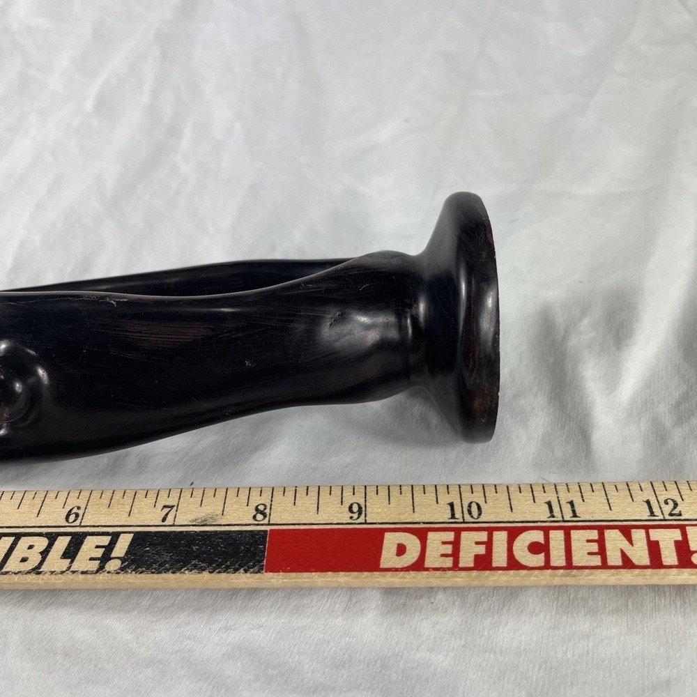 Signed Mother & Child Sculpture 11.5" Hand Carved Black Soapstone African Style - Picture 5 of 12